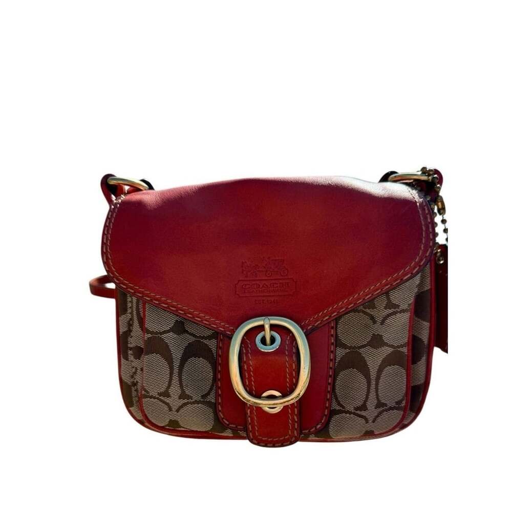 Vintage Y2K‎ Coach Bleecker LegacyFlap Bag Signature Canvas Red Orange11434